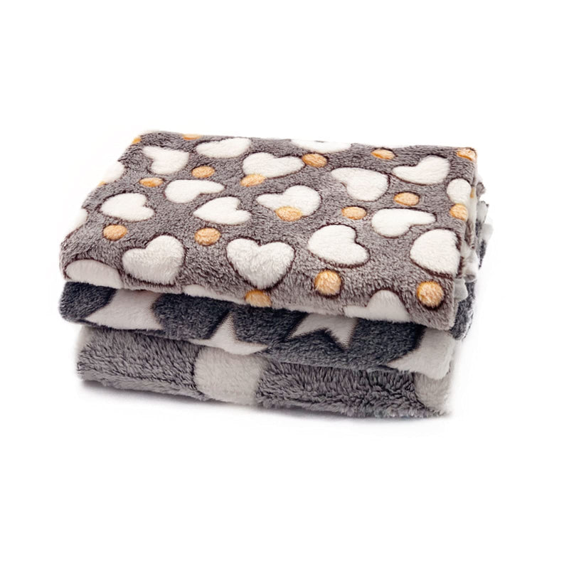 1 Pack 3 Puppy Blankets Super Soft Warm Sleep Mat Grey Cute Print Blanket Fluffy Fleece Pet Blanket Flannel Throw Dog Blankets for Small Dogs Puppy Dogs Fluffy Cats,Star&Bone&Love-Small(23"x15") Small(23"x15") Bone/Love/Star - PawsPlanet Australia