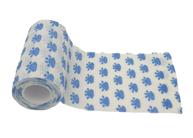 PintoMed - 6 DOG BLUE PAW Cohesive Bandage Stretched 6 Rolls x 10cm x 4.5m Self-adhesive Flexible Bandages, Professional Quality, First Aid Sports Wrap Bandages - Pack of 6 - PawsPlanet Australia