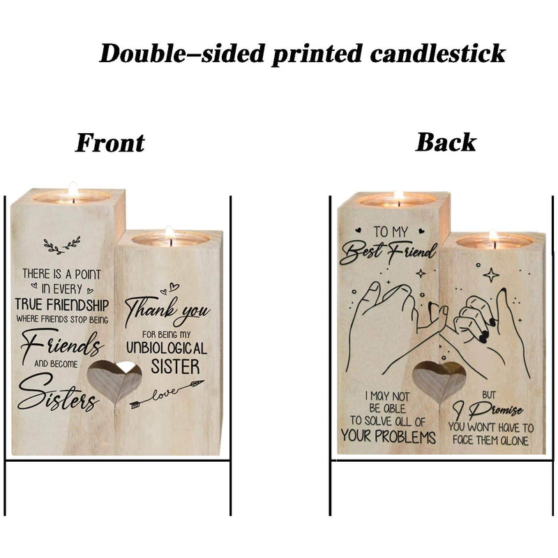 Double-Sided Printing Candlesticks-Gifts for Best Friends, with Candles, Heart-Shaped Candlesticks, Sister Candles, Birthday Gifts, Home Decorations #3 - PawsPlanet Australia