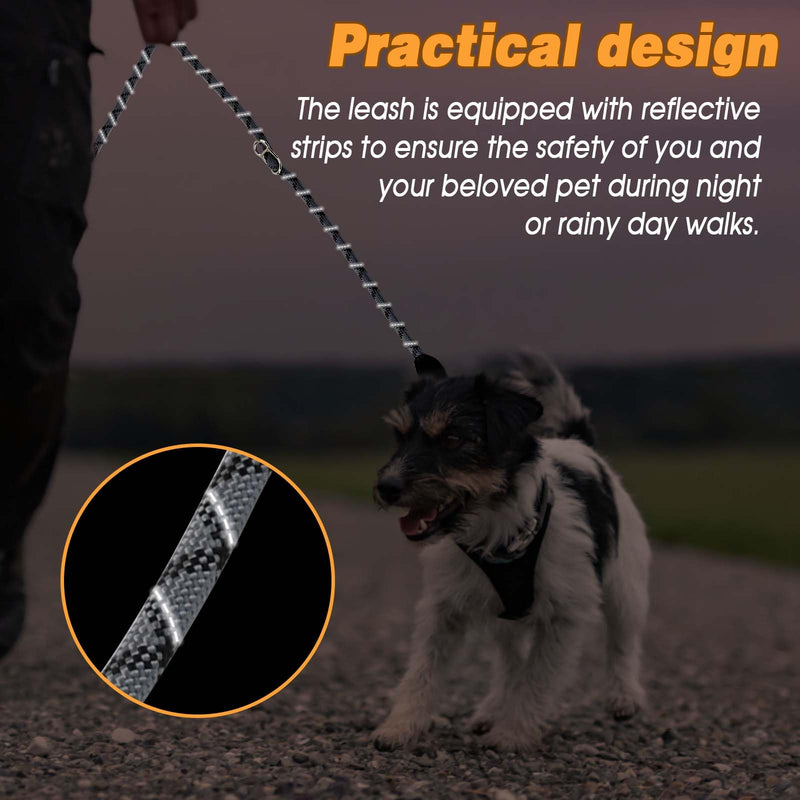Dog leash with 2 carabiners, 2 rings, reflective, adjustable double leash, 2.6 m, multifunctional dog leash for large and medium-sized dogs - PawsPlanet Australia