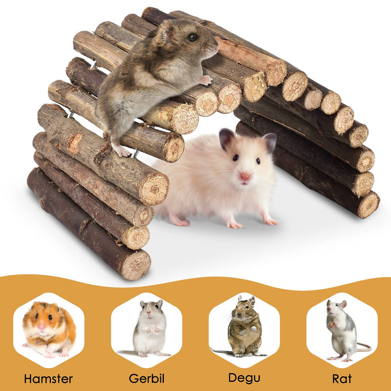 KATUMO Hamster Toys, Natural Coconut Hamster Hideout with Ladder, Hamster Suspension Bridge Climbing Ladder, Natural Wooden Chew Toys for Dwarf Syrian Hamster Mice Gerbils Small Rodent Animals - PawsPlanet Australia