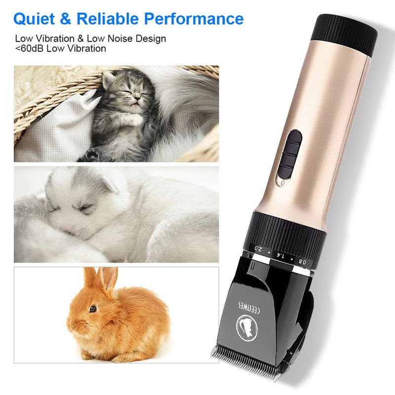 [Australia] - Ceenwes Pet Clippers (Upgrade Version) Low Noise Professional Dog Clippers Rechargeable Cordless Pet Clipper Trimmers Pet Hair Grooming Kit with Slicker Brush for Cats Dogs and Other Animals 