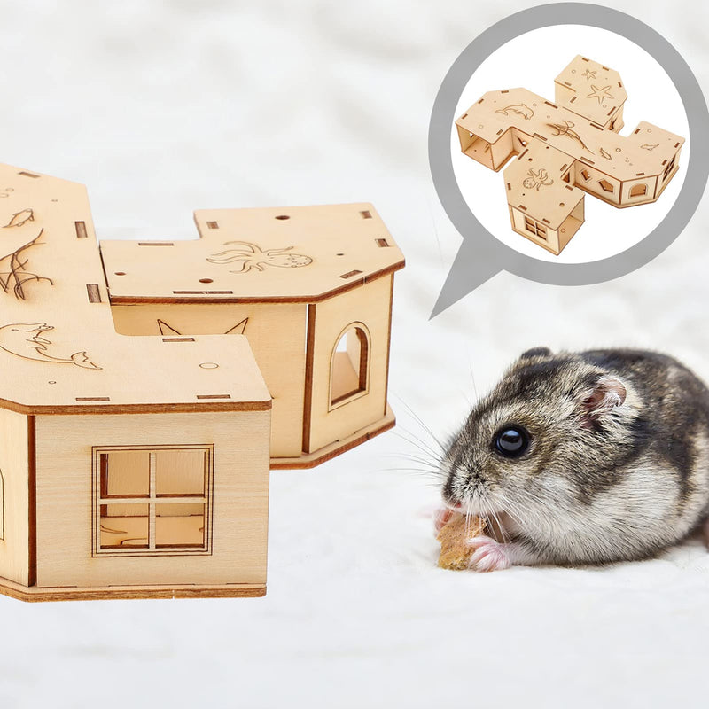 Balacoo Wood Hamster House Maze Multi Chamber Hamster Hideout Tunnels Exploring Enrichment Toys for Syrian Hamsters Gerbils Lemmings - PawsPlanet Australia