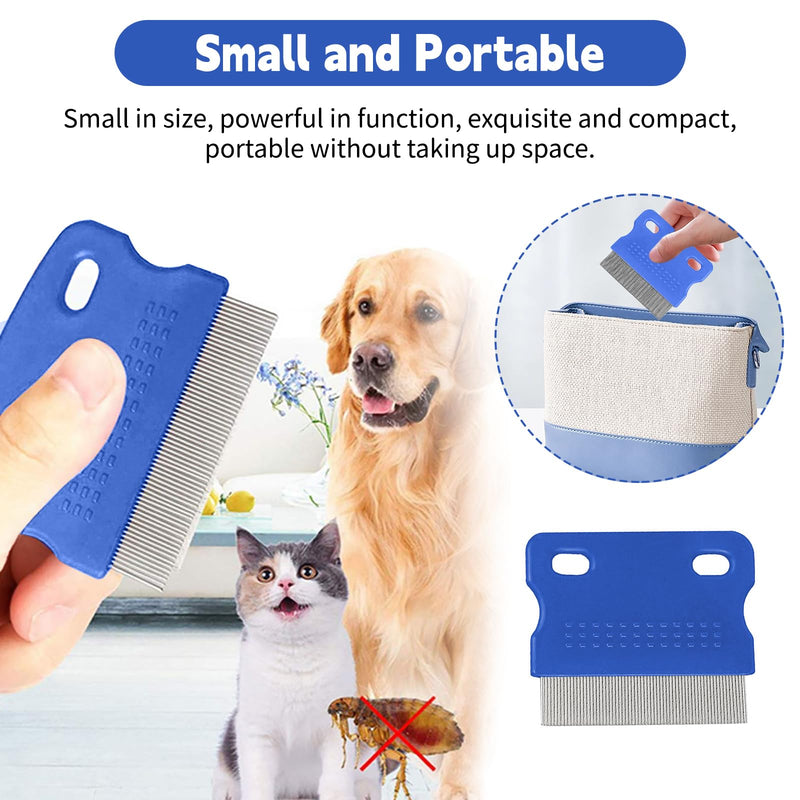 Flea comb for dogs and cats, professional dog combs, pet comb for removing fleas, pet comb, stainless steel lice comb, pet tear stain remover combs, dog cat care comb (blue) - PawsPlanet Australia