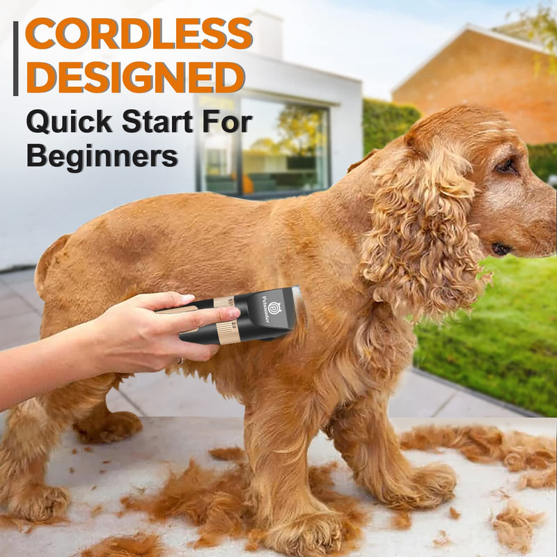 Petsaunter C95S Dog Hair Clipper,4-Speed Low Noise Rechargeable Cordless Electric Pet Hair Shavers,Essential Quiet Grooming Clipper Tools Set for Small & Large Dogs Cats Pets with Thick & Heavy Coats C95 S - PawsPlanet Australia