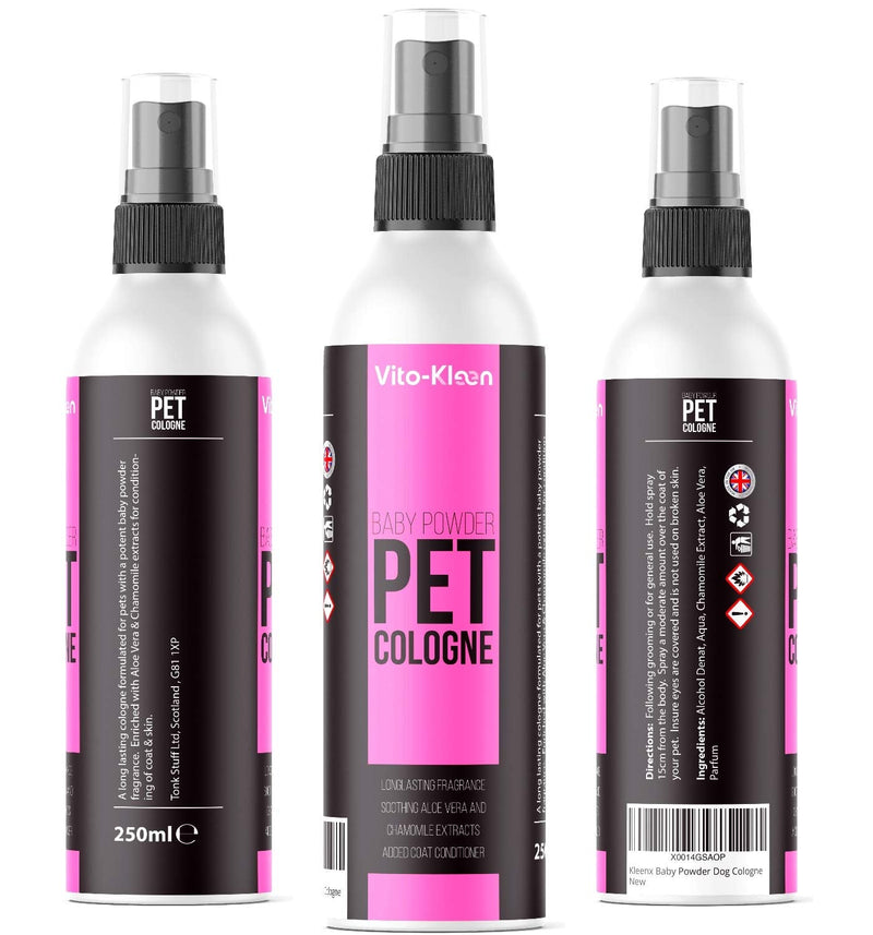 Baby Powder Fresh Cologne Perfume For Dogs - Professional Long 250ML Dog Deodoriser Spray - Refreshes, Conditions & Deodorises Coat - 250ml - Cruelty Free Conditioner Perfume for Dogs, Cats & Pets - PawsPlanet Australia