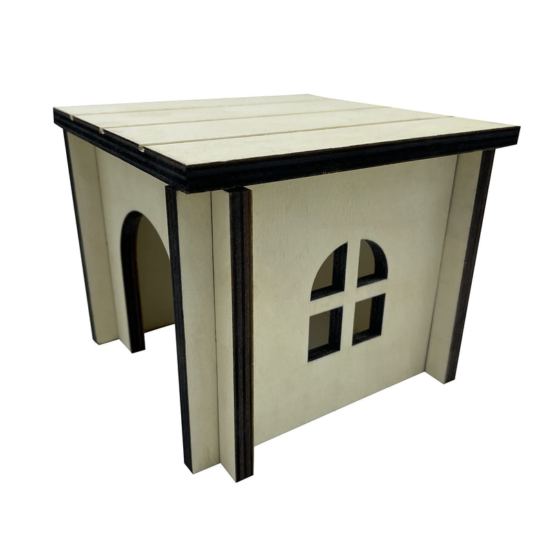 Mascot Pets Wooden Hamster House 15x12x15cm | Pet Animal Hide Hideout Ideal For Syrian or Dwarf Hamsters, Gerbils and Mice | Perfect Nesting Box Slots Together in Seconds (Small) Small - PawsPlanet Australia