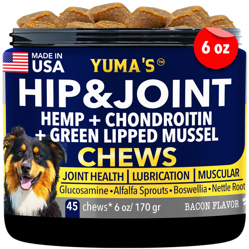 YUMA'S Hip and Joint Supplement for Dogs, Senior Advanced Glucosamine and Chondroitin to Help Relieve Pain, Alleviate Joint Stiffness with Green Lipped Mussel and MSM - PawsPlanet Australia