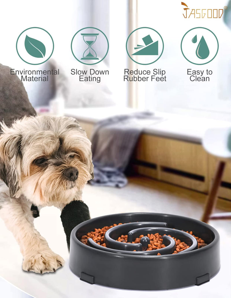 JASGOOD Slow Feeder Dogs Bowl for Large Dogs,Anti-Gulping Pet Slower Food Feeding Bowls Stop Bloat,Preventing Choking Healthy Design Dogs Bowl Small/Medium H-Black - PawsPlanet Australia