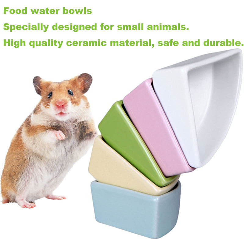 Hamster Ceramic Feeding Bowl Corner Bowls Dishes Small Animal Food Water Bowl for Hamster Gerbil Rat Guinea Pig Bird Reptile Blue Pink - PawsPlanet Australia