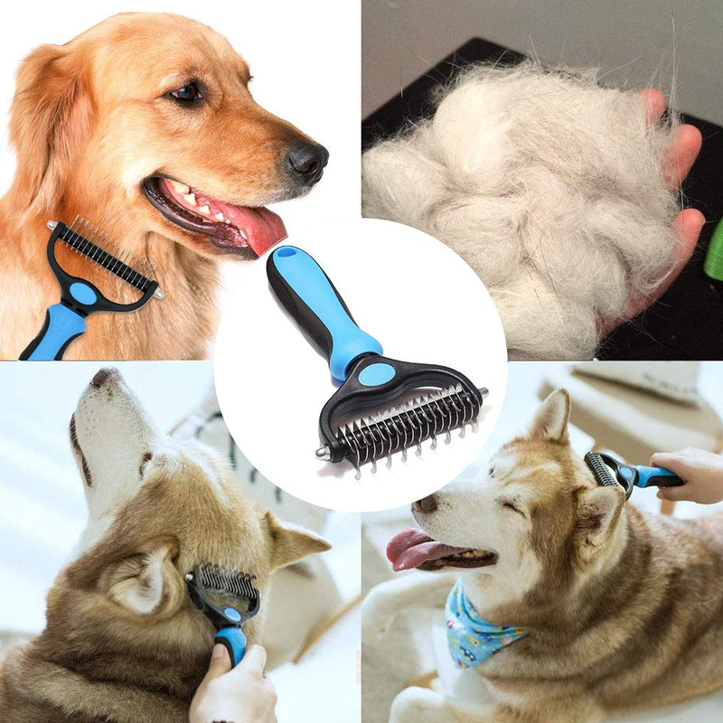 NALCY Pet Dematting Comb, Pet Grooming Tool Double Sided Blade Rake Comb for Dogs & Cats for Easy Maths Tangles Removing - PawsPlanet Australia