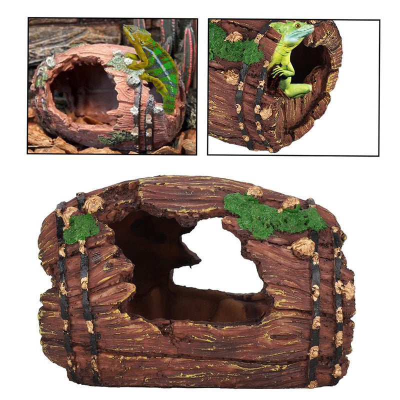 HERCOCCI Leopard Gecko Tank Accessories, Coconut Shell Hideout Cave Reptile Climbing Vine Habitat Decor with Hanging Reptile Plants for Chameleon Lizard Snake Hermit Crab - PawsPlanet Australia