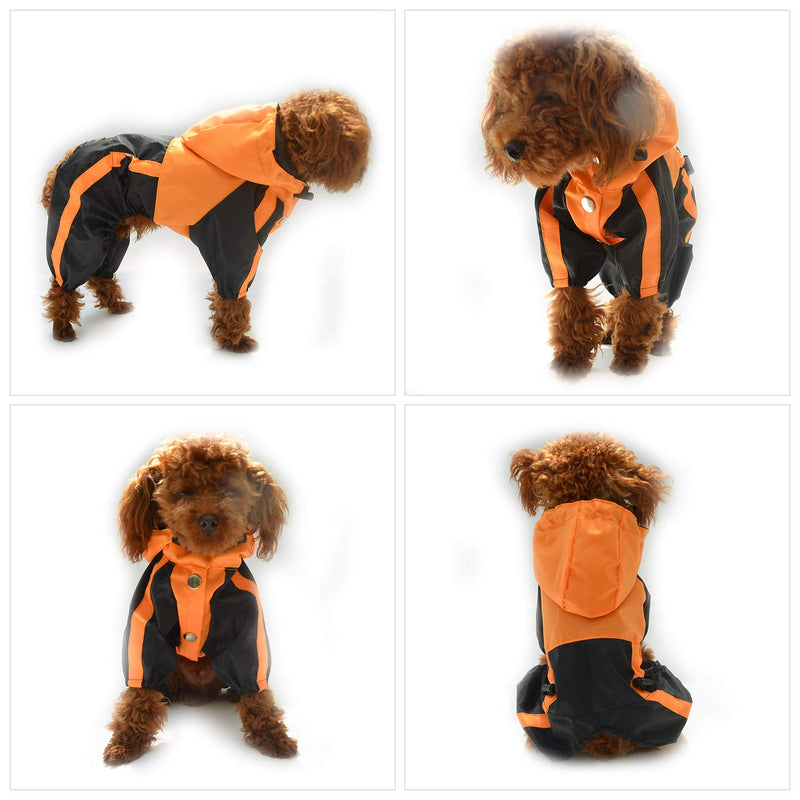 Lovelonglong Dog Hooded Raincoat, Large Dog Rain Jacket Poncho Waterproof Clothes with Hood Breathable 4 Feet Four Legs Rain Coats for Small Medium Large Pet Dogs Orange L-L - PawsPlanet Australia