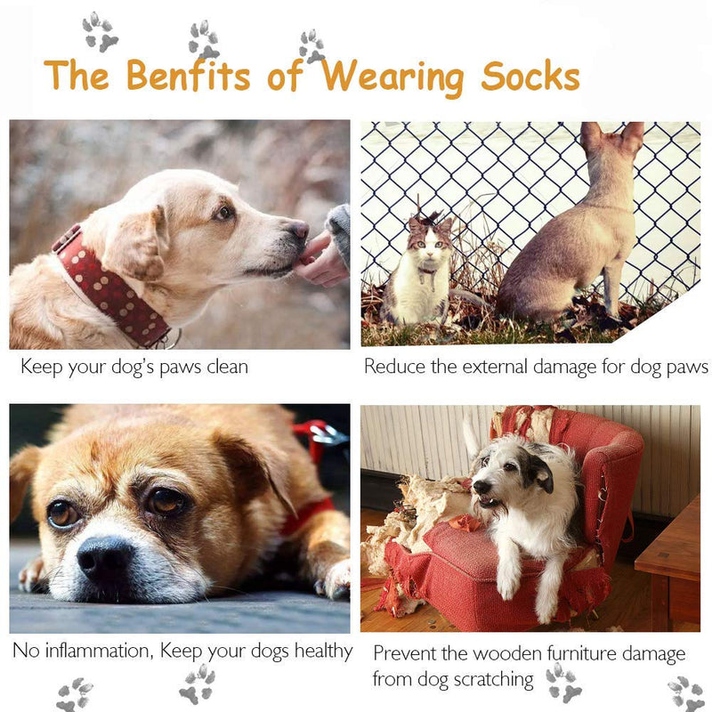 [Australia] - GLE2016 Dog Socks Boots Shoes for Dog Non-Slip Soles Adjustable Dog Paw Socks Waterproof Paw Protectors for Indoor Outdoor Use 5# Red+Black 