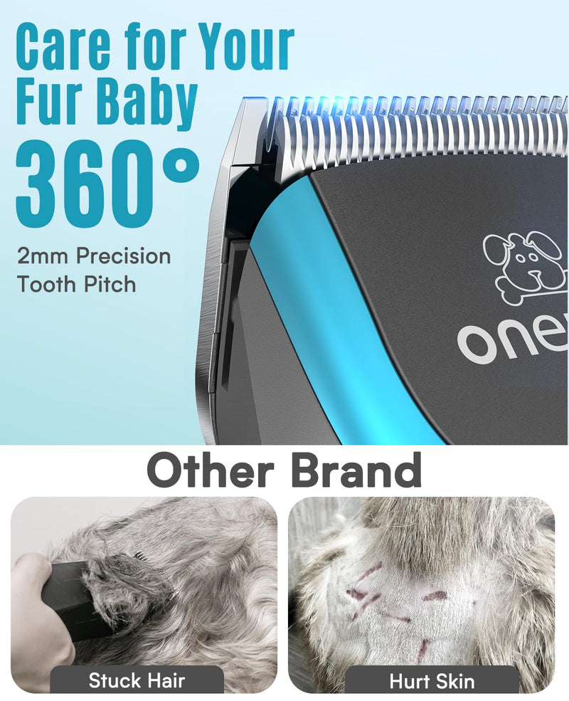 oneisall Quiet dog clipper, professional dog cat clipper, electric pet hair clipper with 7000 RPM powerful motor, suitable for thick/matted pet hair - PawsPlanet Australia