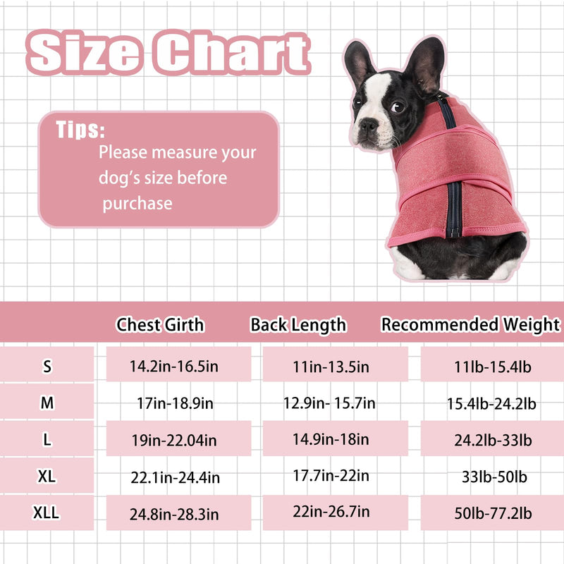 Dog Anxiety Vest, Dog Clam Shirt for Thunder Firework Separation, Dog Calming Coat Jacket Wrap, Pet Stress Relief Vest Anxiety Jacket with Zipper, Anti Anxiety Vest for Small Medium Large Dogs, L - PawsPlanet Australia