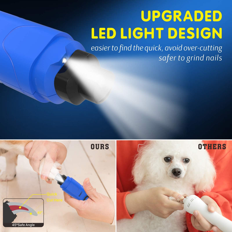 [Australia] - Qtezoo Dog Nail Grinder with LED Light & Display Upgraded 3-Speed USB Electric Pet Nail Trimmer Powerful & Safe Nail Clippers File Painless Paw Grooming Tool for Small Medium Large Dogs and Cats 