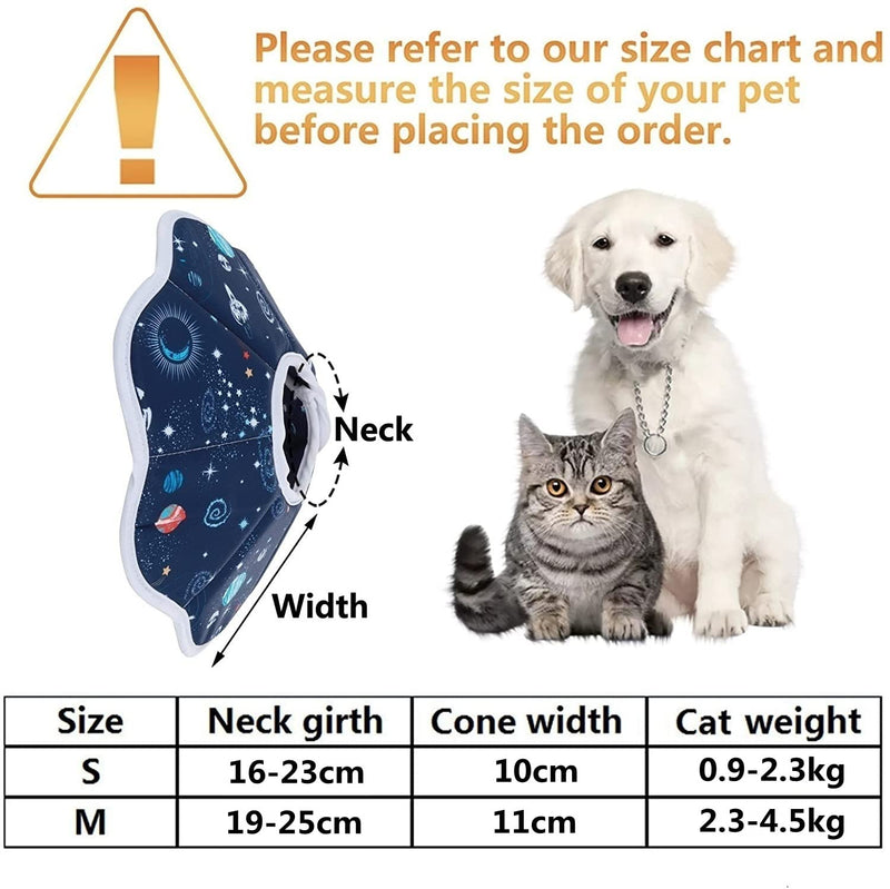 SLSON Cat Recovery Collar Soft Pet Cone Collar Protective Cat Cone Cotton Adjustable Fasteners Collar for Cat and Puppy, Dark Blue (S) S - PawsPlanet Australia