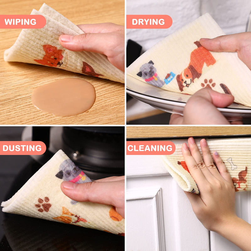 6 Pieces Mixed Dog Swedish Kitchen Dishcloths Swedish Cleaning Cloths Absorbent and Fast Dry Kitchen Dish Towels Dogs Cleaning Wipes for Kitchen Bathroom Office Wedding Housewarming, 6 Designs - PawsPlanet Australia