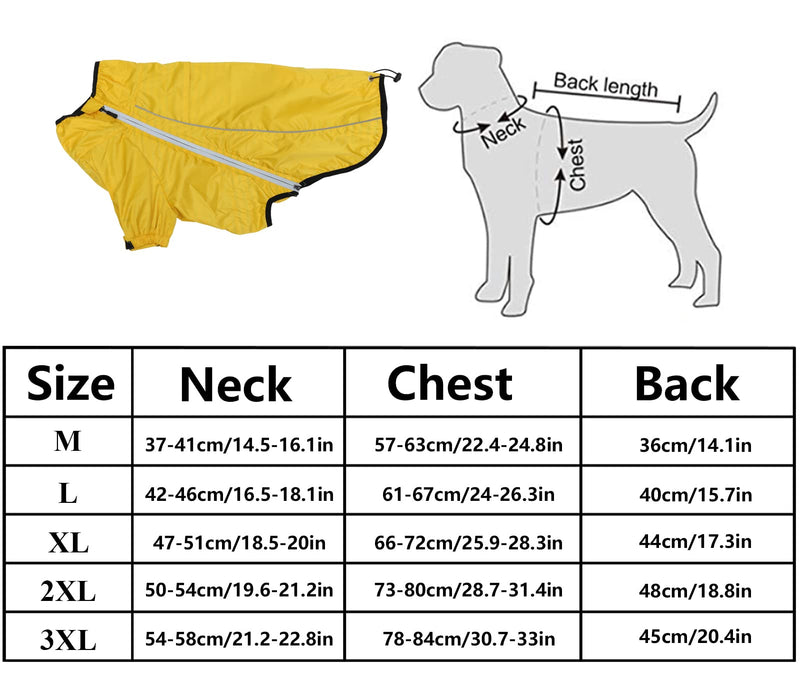 Pethiy Dog Raincoat Outdoor windproof 1/2 Leg jacket, Pet Outdoor Clothing Dog Waterproof Coat,Pet Lightweight Rain Jacket With Reflective Strip-Yellow-M M Yellow - PawsPlanet Australia