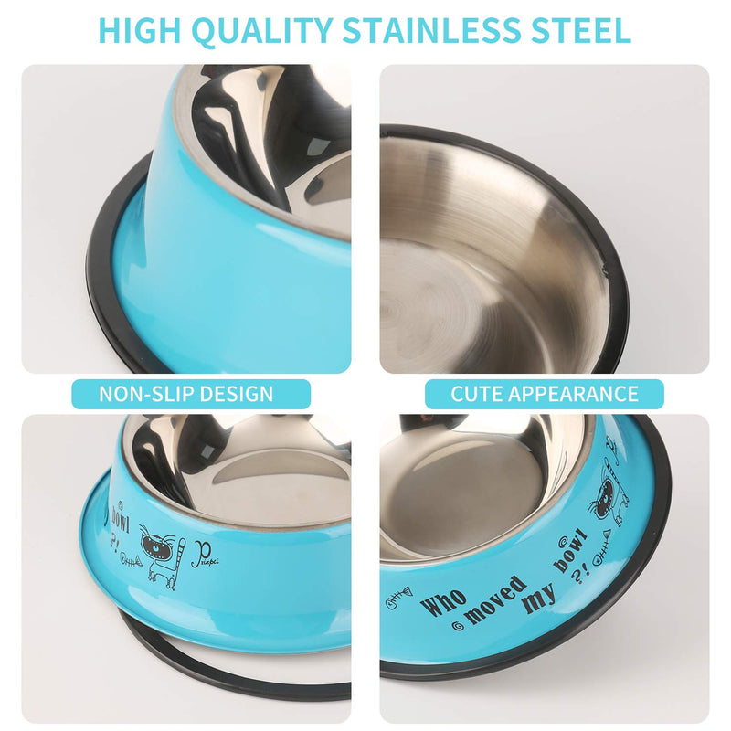 WBYJ Stainless Steel Dog Bowls, 2 Pack Dog Feeding Bowls with Non-slip Rubber Bases for Small Dog (7in) 7in - PawsPlanet Australia