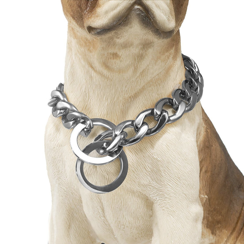 [Australia] - GZMZC 13/15/19mm Strong Silver Tone 316L Stainless Steel NK Chain Link Dog Pet Choker Collar Necklace 12-36inch 13mm width 18" recommend dog's neck:14" 