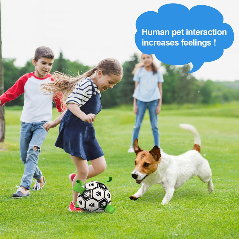 Dog Toys Soccer Ball, Interactive Dog Ball Toy, Dog Toy Tug, Football Puppy Balls with Durable for Small Medium Dogs (6 inch) - PawsPlanet Australia