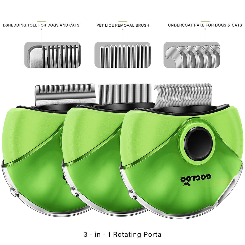 Gogloo Pet Grooming Brush for Dogs & Cats, 3-in-1 Pet Rake Tool for Deshedding Tangles & Mats Removing, Portable Multifunctional - PawsPlanet Australia