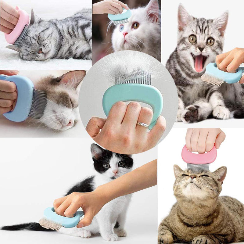 Cat Hair Massage Shedding Brush Pet Grooming Dematting Hair Remover Shell Comb Brush, Effective Dematting Painless Comb for Removing Matted Fur, Tangles of Long Haired Little Pets Pink - PawsPlanet Australia