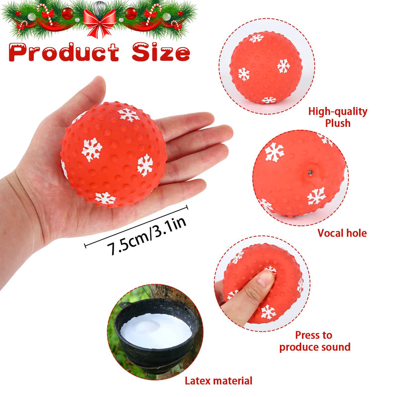 Pack of 2 Christmas Squeaky Latex Dog Toy Ball Christmas Rubber Squeaky Dog Chew Toy Interactive Squeaky Element for Pets, Throwing Toy for Small Medium Puppies - PawsPlanet Australia