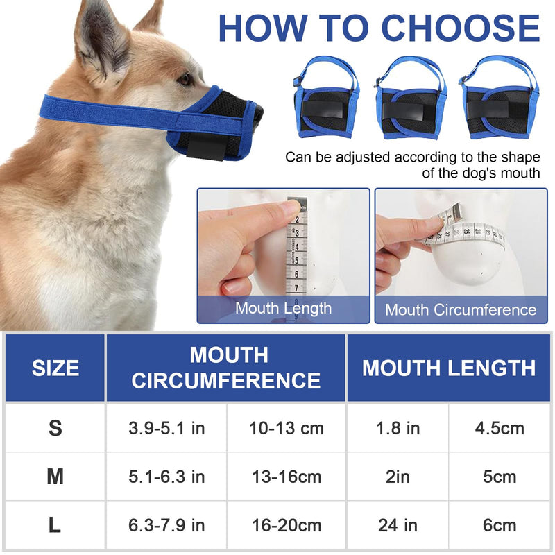 Mayoii Dog Muzzle, Adjustable Dog Muzzles Anti Biting, Barking, Breathable and Comfortable Muzzle for Medium Dogs Small Dogs, Blue (M) M - PawsPlanet Australia