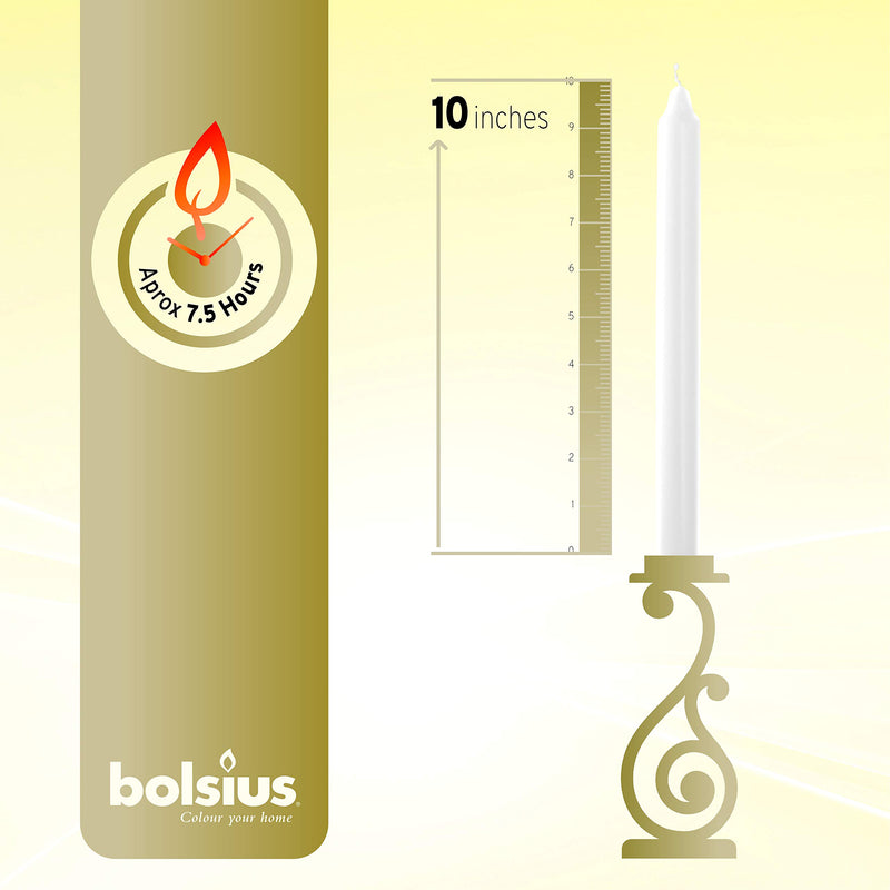 bolsius Dripless and Smokeless Dinner Candles, 10-inch White (10 Pack) - PawsPlanet Australia