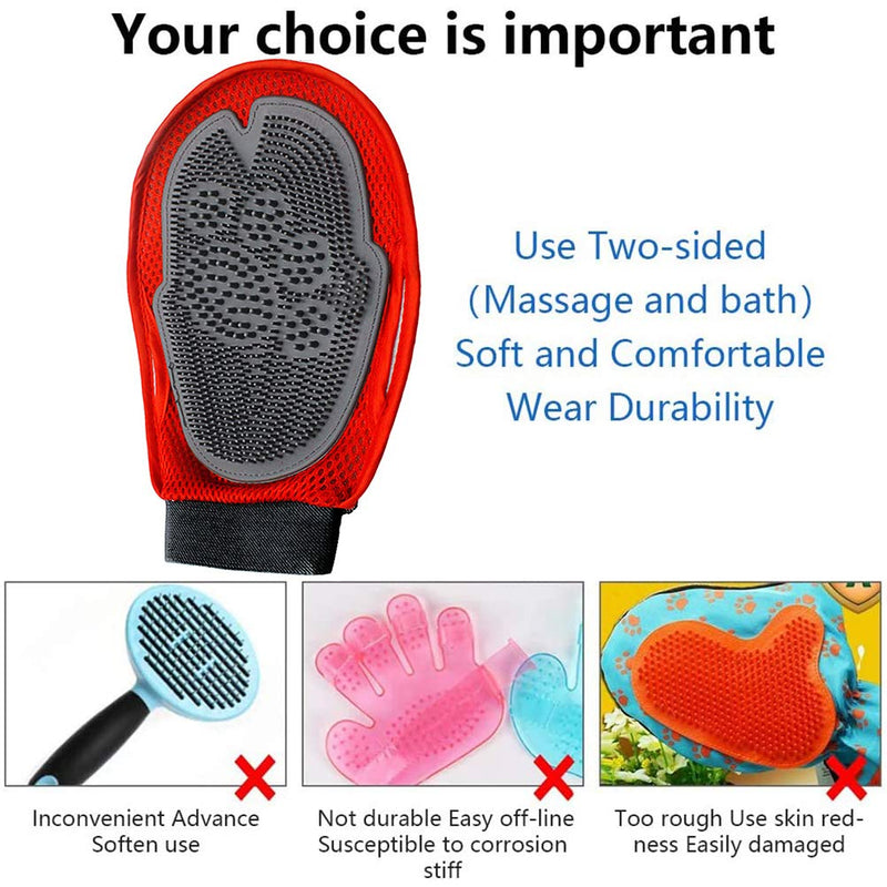 Tomicy Double-sided pet grooming glove Gentle Deshedding Brush Glove-Efficient Pet Hair Remover Mitt, animal hair remover, furniture sofa, dog cat - PawsPlanet Australia