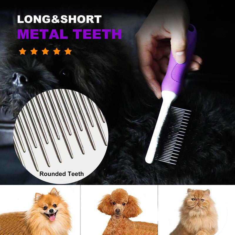 Cat Dog Grooming Brush pet Comb Kit，Pet grooming tool rake，Pet grooming brush dog hair brush, suitable for distributing long-haired dogs or short-haired dogs, cats to remove tangled and loose undercoat zi brush+comb - PawsPlanet Australia