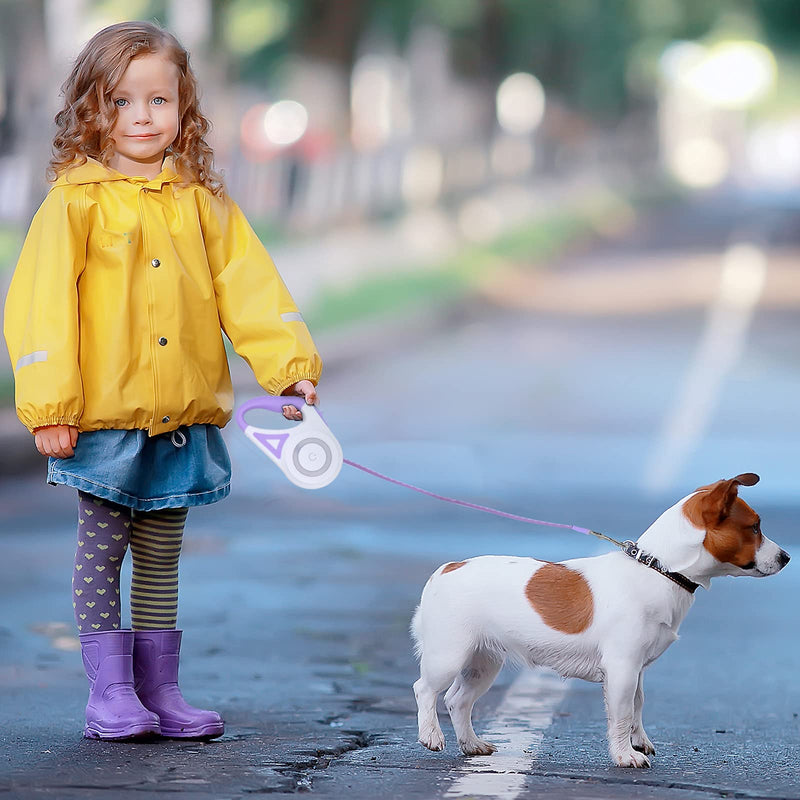MoYouno 5 m retractable dog leash, heavy-duty dog leash, automatically extendable, for small, medium and large dog breeds up to 5 m 30 kg, retractable dog leash with LED lights white - PawsPlanet Australia