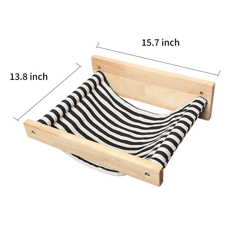 FUKUMARU Cat Hammock Wall Mounted Large Cats Shelf - Modern Beds and Perches - Premium Kitty Furniture for Sleeping, Playing, Climbing, and Lounging - Easily Holds up to 40 lbs, Black Stripe - PawsPlanet Australia