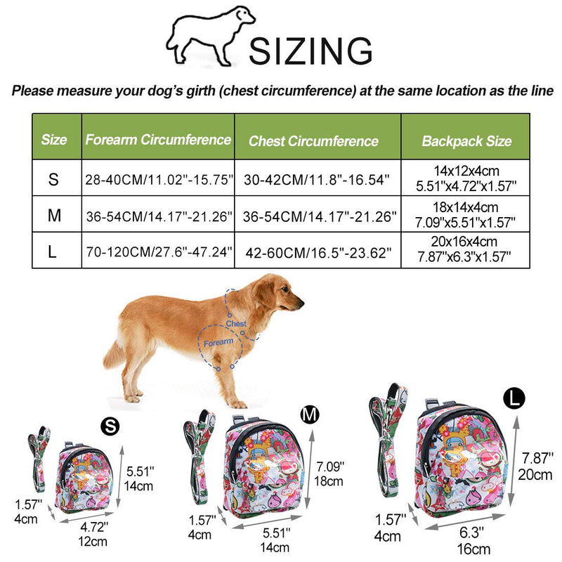 [Australia] - uxcell Dog Backpack Adjustable Straps Cartoon Printed Puppy Pet Carrier Holder Bag with Leash Rope for Outdoor Hiking Camping #4 S 