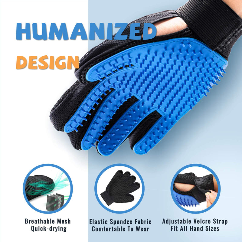 SUPERBEAR Pet Grooming Gloves for Dog Cat Gentle Deshedding Brush Glove Efficient Pet Hair Remover Glove for Dogs Cats with Long or Short Fur Massage Mitt with 259 Silicone Tips 1Pair - PawsPlanet Australia