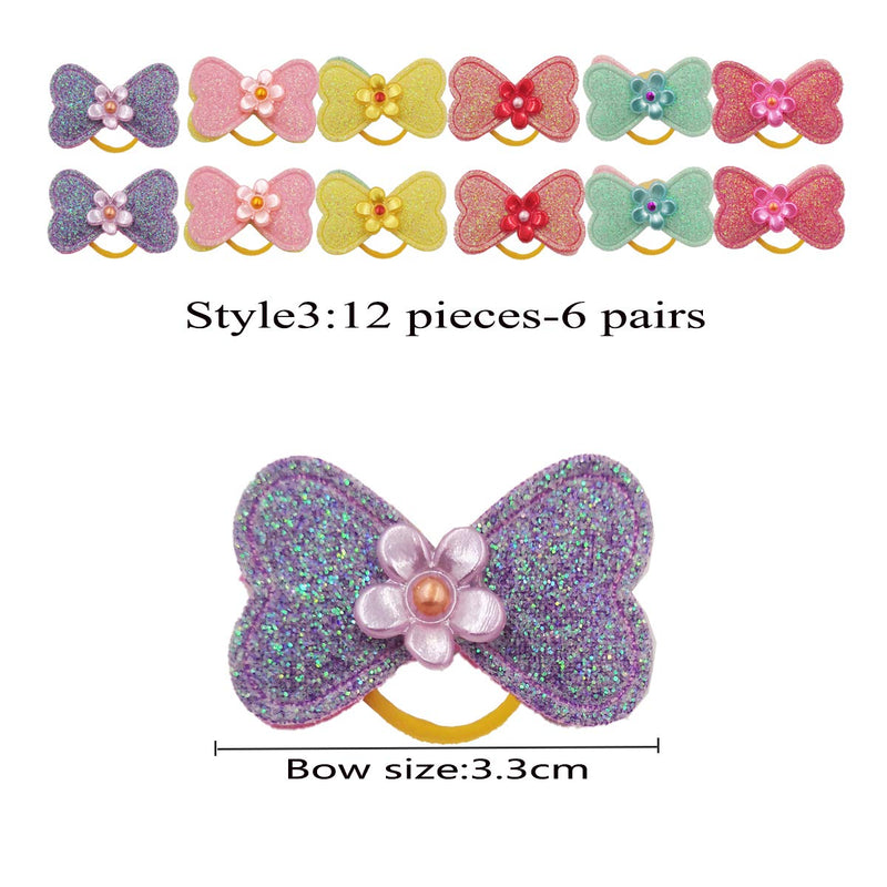 40PCS/20Pairs Dog Hair Bows Elastic Hair Bands Glitter Rhinestones Flower Knotted Dog Bows Hair Ties Pet Hair Bows Puppy Dogs Cats Grooming Hair Accessories - PawsPlanet Australia