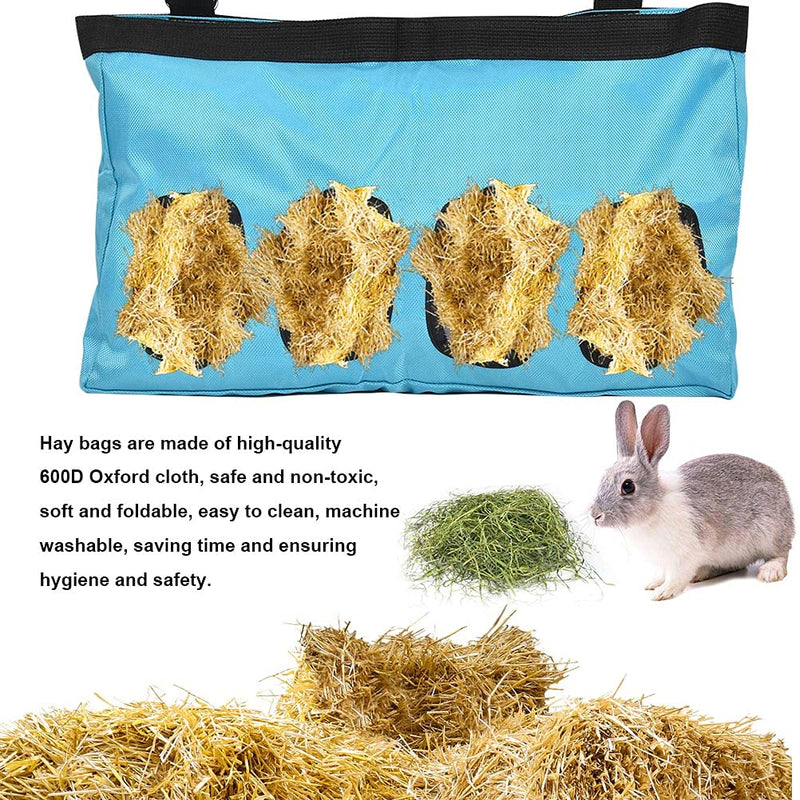 4-Hole Rabbit Hay Feeder Bag, Hanging Feeder Sack Small Animal Hay Feeder Bag for Guinea Pig Rabbit Chinchilla Hamsters Small Animals (Blue) - PawsPlanet Australia