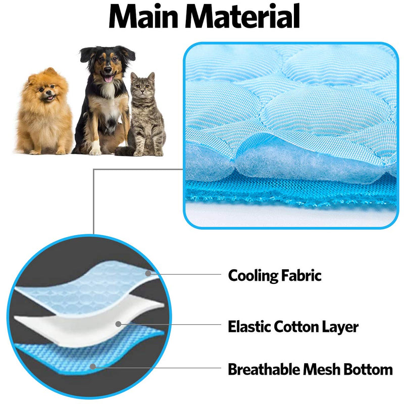 aingycy Dog Cooling Mat Pet Cooling Pads Dogs & Cats Pet Cooling Blanket for Outdoor Car Seats Beds 22IN*28IN Blue - PawsPlanet Australia