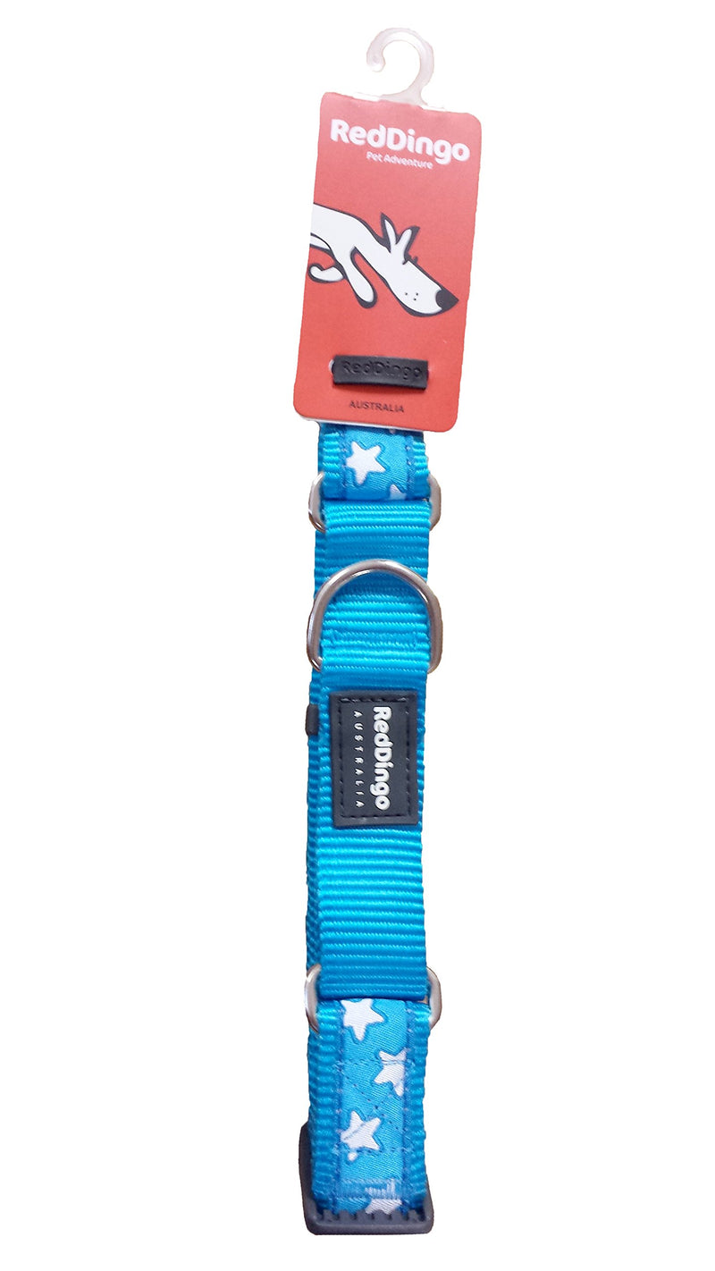 Red Dingo Martingale Collar, 32-47 cm x 20 mm, White Stars on Turquoise Medium - PawsPlanet Australia