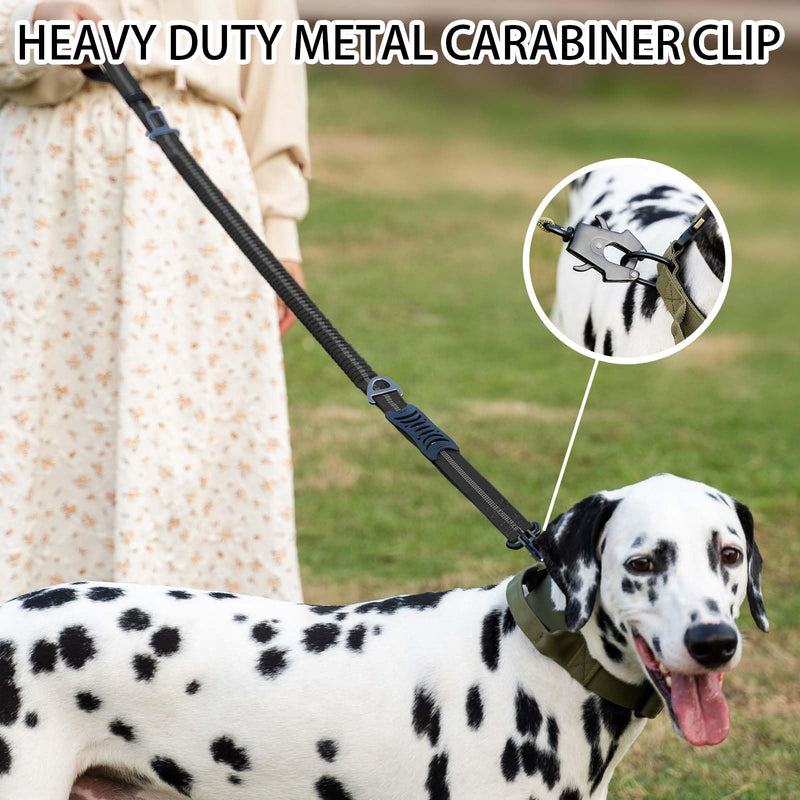 AIRUIDOG Heavy Duty Tactical Bungee Dog Leash, 4-6FT Shock Absorbing Tactical Dog Leash with 2 Padded Handles, Metal Carabiner Clip,Car Seatbelt, Reflective Dog Leash for Medium Large Dogs (Black) Black - PawsPlanet Australia