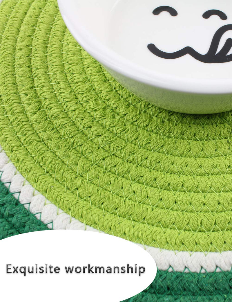 Ptlom Dog and Cat Medium and Small Placemat, Pet Food and Water Mat Suitable for Medium and Small Pets, Prevent Water and Food from Spilling, Cotton 12"*12" Kiwi - PawsPlanet Australia