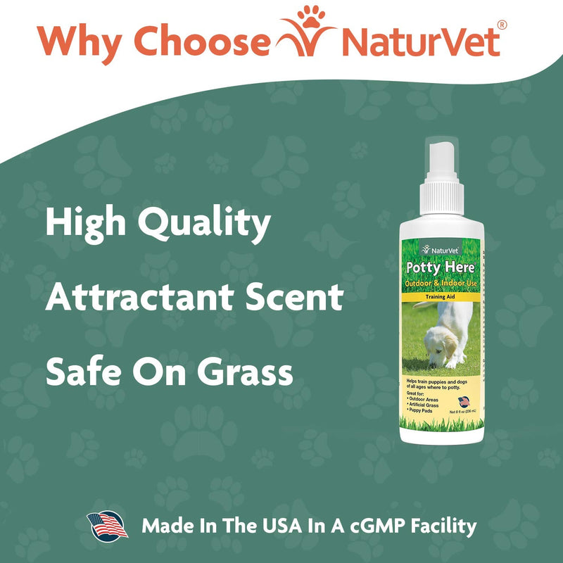 NaturVet – Potty Here Training Aid Spray – Attractive Scent Helps Train Puppies & Dogs Where to Potty – Formulated for Indoor & Outdoor Use 8 oz - PawsPlanet Australia