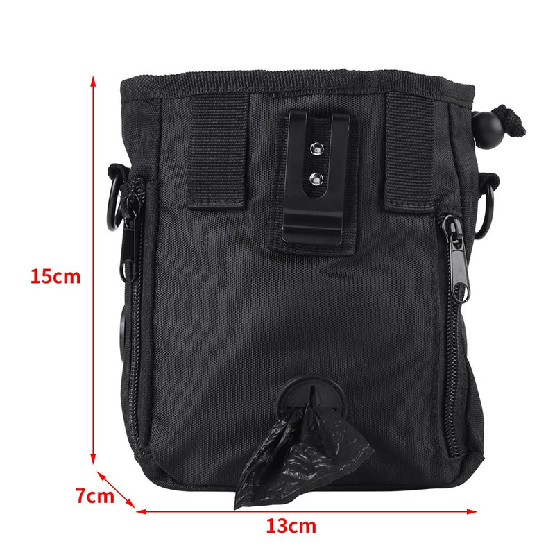 Pet Treat Bag Dog Obedience Training Waist Pouch Pet Reward Pouch Bait Bag Pet Food Snack Small Items Storage Bags with Shoulder/Waist Strap and Built-in Poop Bag Dispenser (Black) Black - PawsPlanet Australia