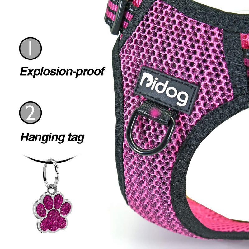 [Australia] - Didog No Pull Dog Vest Harness,Step-in Dog Harness with Soft Breathable Air Mesh,Reflective Escape Proof Harness for Walking Small Medium Dogs Chest:12-14.5" Hot Pink 