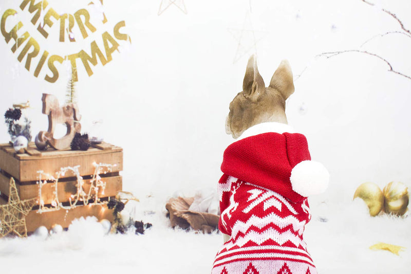 [Australia] - lanboer Christmas Knitwear Dog Sweater Classical Xmas Red Pet Warm Coats Clothes for Winter Cold Weather X-small red-deer 