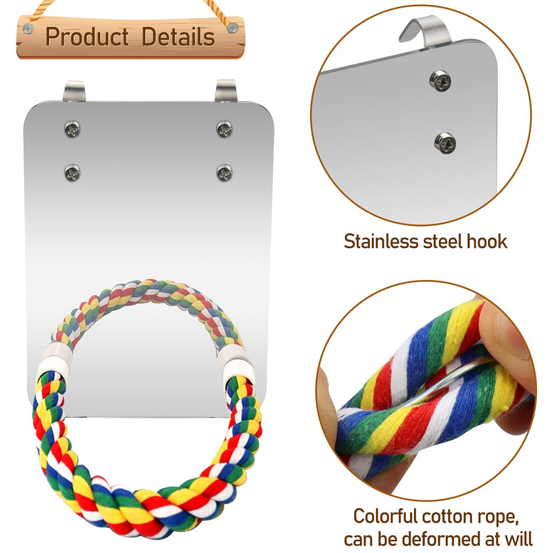 Mygeromon Bird Mirror Perches Rope for Cage Parrot/Budgies/Small Birds/Cockatiels/Parakeet Colorful Stand Toy - PawsPlanet Australia