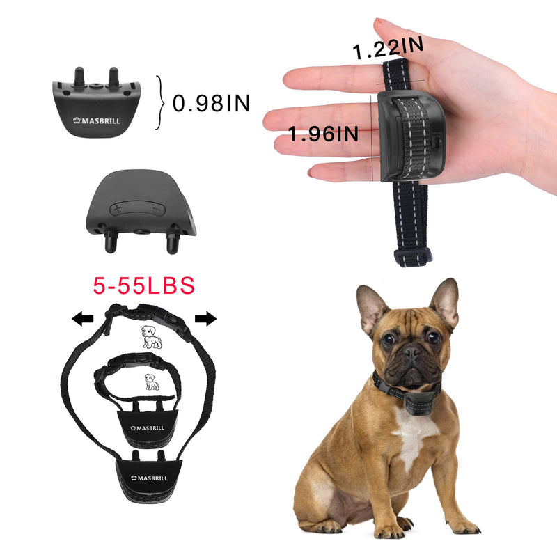 MASBRILL Dog Bark Collar Safe No Bark Control Device for Tiny Small Medium Dog Stop Barking by Sound and Vibration No Shock Human Way for Dog Lovers Black - PawsPlanet Australia